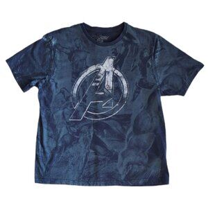 💠Marvel Avengers Logo Graphic Tshirt Mens Size Large Blue Short Sleeve Tee Top